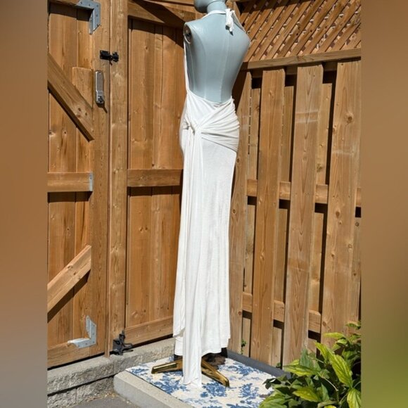 🆕 RAT & BOA 🧿 NWOT Winona White Slinky Cowl Neck Jersey Gown, Sz XS - Picture 6 of 16